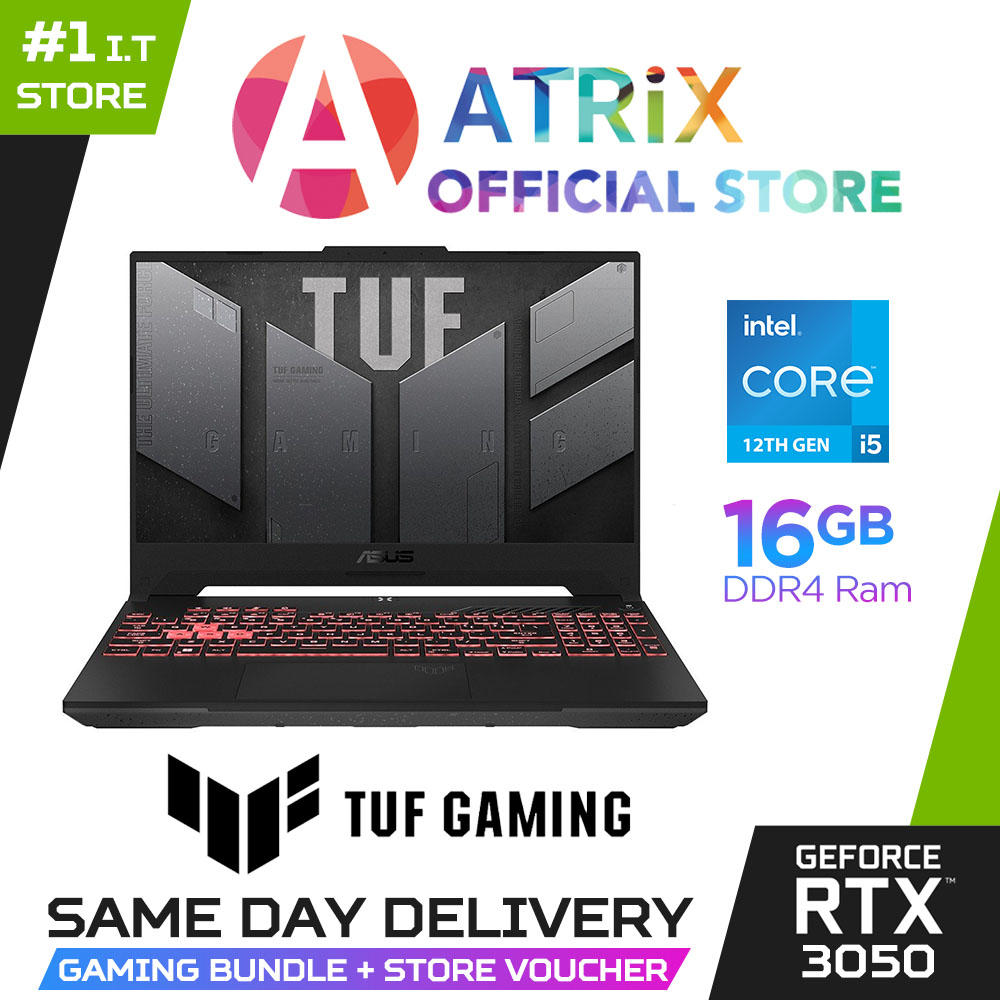 【Express Delivery】TUF GAMING F15 FX507ZC4-HN155W | 15.6" FHD | i5-12500H | RTX 3050 | 16GB RAM | 512GB SSD | Win11 | 2Y