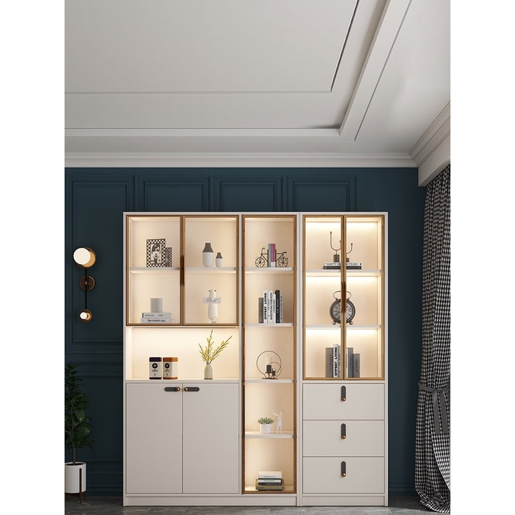 Modern and Simple Wall-Mounted Wine CabinetGlass Display Cabinet, Light Luxury Storage Cabinet Foldable Bar Counter