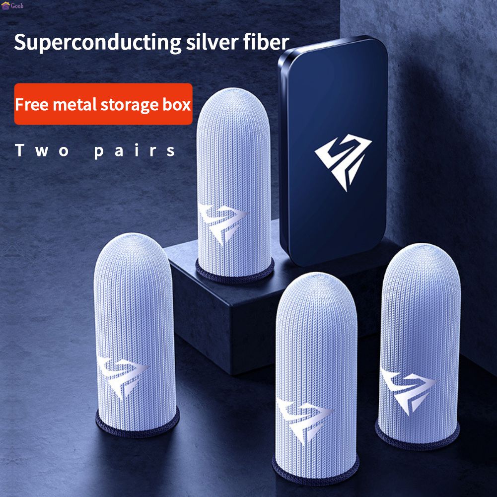 Game Finger Sleeve Glass Silver Fiber Ice Wire Finger Cover Pubg Game Thumb Gloves Gaming Breathable Sweatproof Mobile Game Finger Cover 2pcs 【goob】