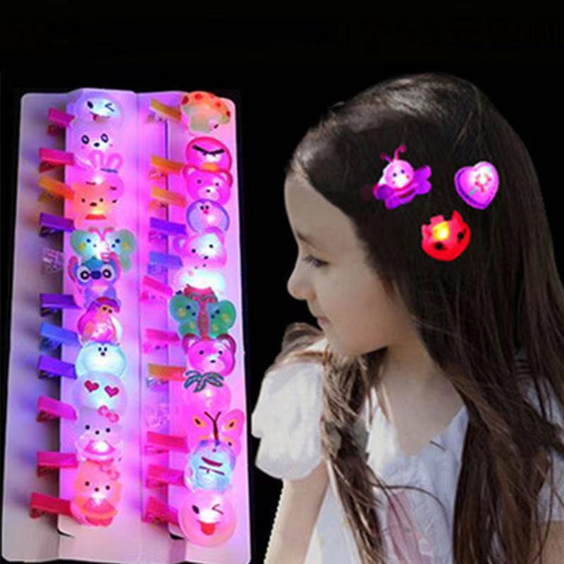 Random 1pcs. Children's Hair Accessories Luminous Cartoon Headdress LED Flashing Toys Hairpins Party Hair Accessories Hairpins Fashion Best Selling Girl's Gifts